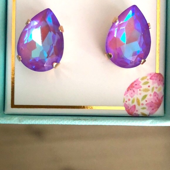 Jewelry - Violet Pear Crystal Statement Earrings
